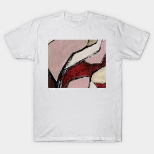 Rose Bordeaux Beige Abstract Art T-Shirt